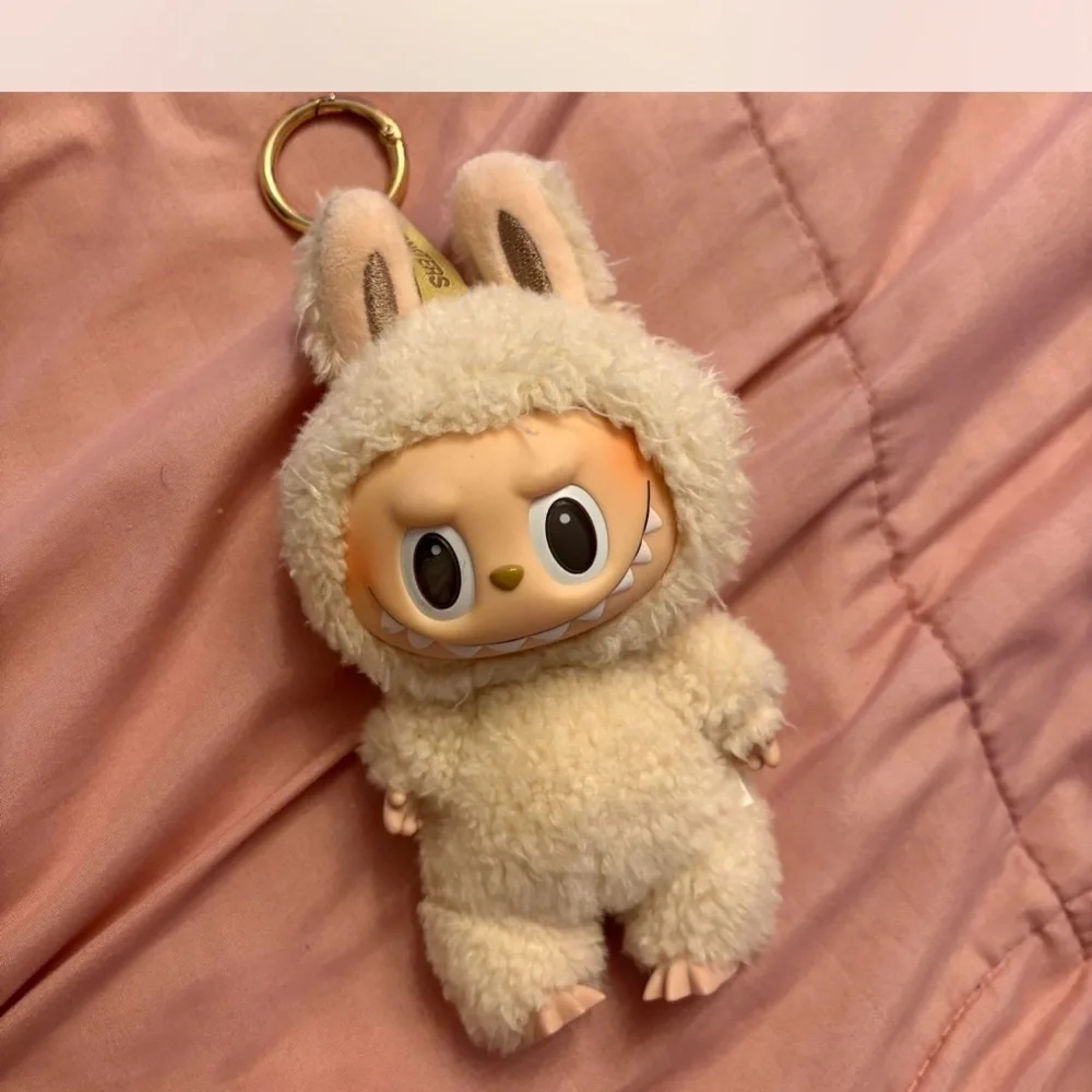 Cute Cream Plush Bunny Monster Keychain - Small Pet Toy Accessory